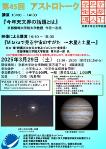 チラシの画像。当ページテキストの内容に加え、木星、金星の画像。